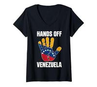 Mujer Manos Fuera de Venezuela Libertad Protesta Patriótica Camiseta Cuello V