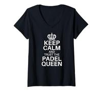 Mujer Mantén la Calma y confía en el Jugador de pádel Deportivo Padel Queen Camiseta Cuello V