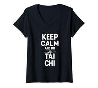 Mujer Mantén la Calma y Practica de relajación de Tai Chi Camiseta Cuello V