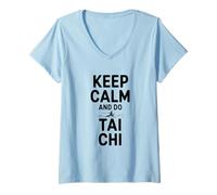 Mujer Mantén la Calma y Practica de relajación de Tai Chi Camiseta Cuello V