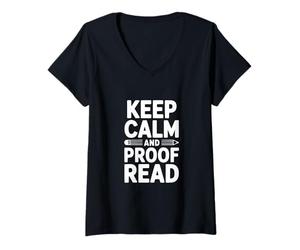 Mujer Mantén la Calma y Prueba de Lectura para entusiastas de la gramática Camiseta Cuello V