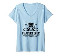 Mujer Mantenedor de la paz en curso Oficial de policía Departamento de policía Camiseta Cuello V
