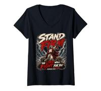 Mujer Mantente Firme, El Señor Peleará por Ti Camiseta Cuello V