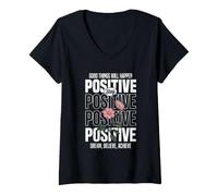 Mujer Mantente Positivo: Sueña, Cree, Logra Camiseta Cuello V