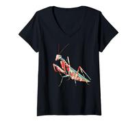Mujer Mantis Religiosa de Origami Kawaii | Insectos con Estampado Camiseta Cuello V