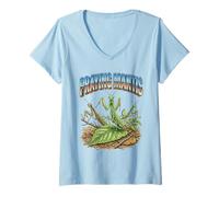 Mujer Mantis Religiosa Vintage 70s 90s Retro Rezando Mantis Camiseta Cuello V