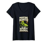 Mujer Mantis Rezando Es Mi Espíritu Animal Divertido Mantis Dibujos Animados Camiseta Cuello V
