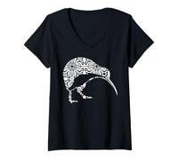 Mujer Maorí Kiwi Tribal Aborigen Nueva Zelanda Arte de Aves Camiseta Cuello V