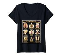 Mujer Mapa Corporal Emociones Psicología Vintage Camiseta Cuello V