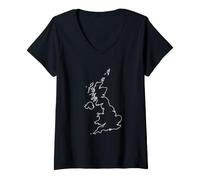 Mujer Mapa de Amantes de Reino Unido, Viajes Camiseta Cuello V