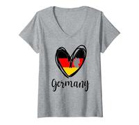 Mujer Mapa de bandera alemana con diseño de corazón de Alemania, para niños Camiseta Cuello V