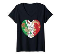 Mujer Mapa de Bandera de Italia con diseño de corazón Orgulloso de ser Orgullo Italiano Camiseta Cuello V