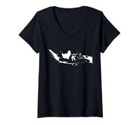 Mujer Mapa de Indonesia: Diseño icónico del archipiélago Camiseta Cuello V