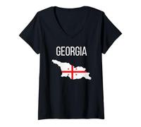 Mujer Mapa de la Bandera del país de Georgia, Sakartvelo Pride, Cáucaso, Tiflis Camiseta Cuello V