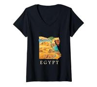 Mujer Mapa de raíces egipcias - Pirámides de El Cairo Giza Egipto Souvenir Camiseta Cuello V