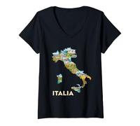 Mujer Mapa de raíces Italianas - Roma Venecia Milán Toscana Italia Souvenir Camiseta Cuello V