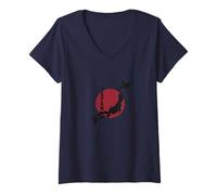 Mujer Mapa de Tierra del Sol Naciente Japón Camiseta Cuello V