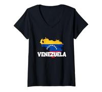 Mujer Mapa de Venezuela Herencia Hispana Venezolana Vintage Camiseta Cuello V