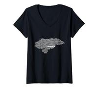 Mujer Mapa Honduras, Honduras en idiomas del mundo Camiseta Cuello V