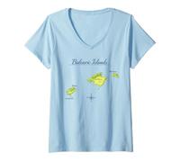 Mujer Mapa Islas Baleares Mallorca Ibiza Menorca Travel Camiseta Cuello V