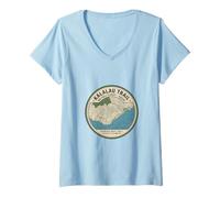 Mujer Mapa topográfico de Kalalau-Trail-Kauai Hawái Camiseta Cuello V