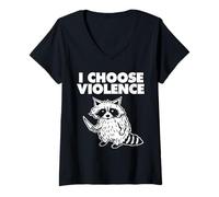 Mujer Mapache Elijo la Violencia Camiseta Cuello V