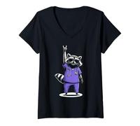 Mujer Mapache Enfermera Semana Apreciación Divertida Enfermera Camiseta Cuello V