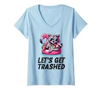 Mujer Mapache Vamos a ser destrozado Vacaciones Piscina Playa Beber Borracho Camiseta Cuello V