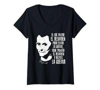 Mujer Maquiavelo el que tolera el desorden para evitar la guerra.. Camiseta Cuello V