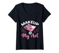 Mujer Maquillaje Es Mi Arte Pasión Colorida Camiseta Cuello V