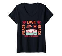 Mujer Mar de Cortés - Playa del Amor de la P Camiseta Cuello V