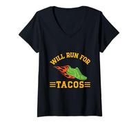 Mujer Marathon Runner Will Run For Tacos Running Camiseta Cuello V