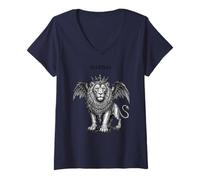 Mujer Marbas León del Ars Goetia Camiseta Cuello V