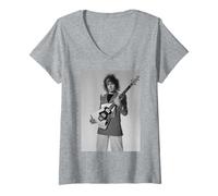 Mujer Marc Bolan T Rex Frontman Studio Foto 1976 Camiseta Cuello V