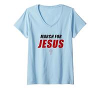 Mujer March for Jesus - Christian Faith Church Celebration Walk Camiseta Cuello V