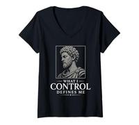 Mujer Marco Aurelio Estoicismo Filosofía estoica Filósofo Romano Camiseta Cuello V