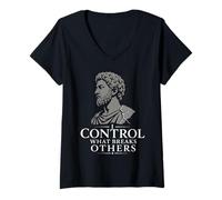 Mujer Marco Aurelio Estoicismo Filosofía estoica Filósofo Romano Camiseta Cuello V