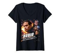Mujer Marco Rubio 2028 Make Democrats Cry Again Action Poster Camiseta Cuello V