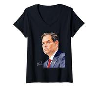 Mujer Marco Rubio 2028 Presidente Histórico de Acuarela Próximamente Camiseta Cuello V