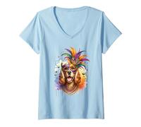 Mujer Mardi Gras Cocker Spaniel Inglés Camiseta Cuello V