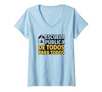 Mujer Marea Verde Escuela Pública Educación Para Todos Camiseta Cuello V