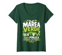 Mujer Marea Verde Escuela Pública Educación para Todos Camiseta Cuello V