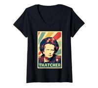 Mujer Margaret Thatcher Vintage Camiseta Cuello V