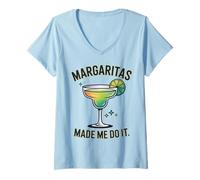 Mujer Margaritas Made Me Do It Tequila Cóctel Bebidas Camiseta Cuello V