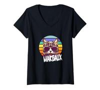 Mujer MARGAUX - Bonito nombre de niña con un gato genial Camiseta Cuello V
