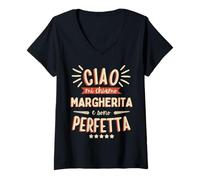 Mujer Margherita Idea Regalo Personalizzata Amica Nome Divertente Camiseta Cuello V