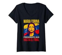 Mujer María Corina Presidente 2026 hasta El Final Venezuela Camiseta Cuello V