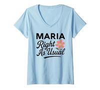 Mujer Maria Flower Nombre Justo como de Costumbre Madre Esposa Novia Flor Camiseta Cuello V