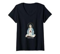 Mujer María Reina de la Paz Camiseta Cuello V