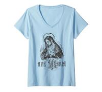 Mujer Maria Schubert Misa en latín Santísima Madre María Señora Camiseta Cuello V